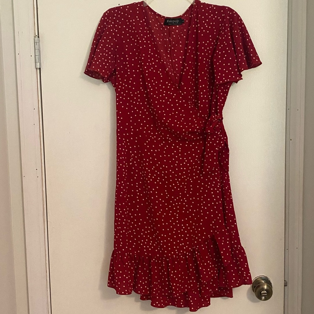 Red polka dot dress